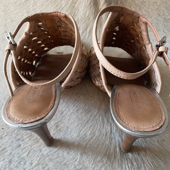 Coach “Leela” 7 1/2 Leather Basketweave Stiletto High Heel Shoes - Picture 5 of 11
